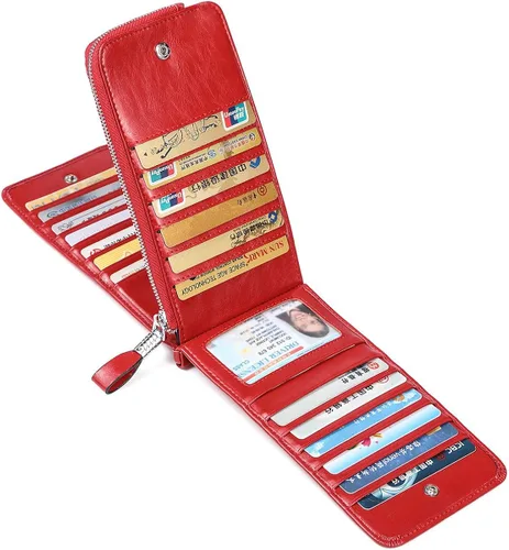 Miniatura 2 de Huztencor cartera de cuero con bolsillo para tarjeta de crédito bloqueo RFID, billetera, funda para tarjetas para mujer