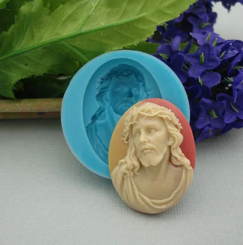 FS Molde de silicona Jesús flexible para manualidades, joyería, resina, álbumes de recortes, arcilla polimérica (1.181 x 1.575 in).