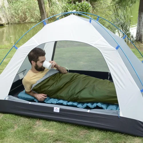 Miniatura 3 de Naturehike Saco de dormir ligero y compacto, sobre de 59 ℉/32 ℉, ultraligero para mochilero, portátil, impermeable, con saco de compresión para frío