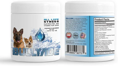 Suplemento natural para perros con 18 vitaminas y minerales. Se mezcla con agua o alimentos. (Pollo)