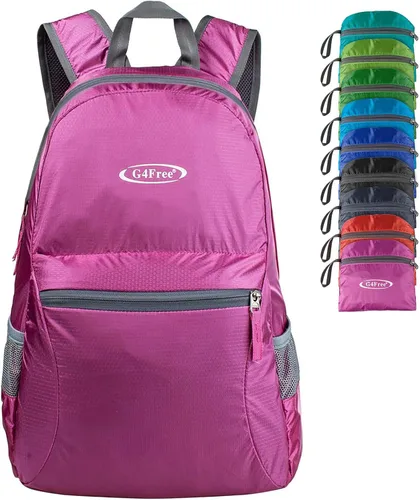 Miniatura 28 de G4Free Mochila ligera plegable de 20L, mochila de senderismo para viajes, mochila de día plegable para hombres y mujeres Naranja
