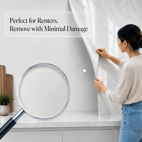 Miniatura 6 de Papel de contacto de mármol Very Berry Sticker (Blanco, 15.7" x 78", 1 paquete) Envoltura de encimera despegar y pegar, vinilo impermeable, amigable