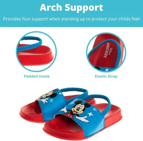 Miniatura 3 de Disney Minnie Mouse, Encanto, Mickey, Lightning McQueen, Frozen Elsa Anna Girl - Sandalias de verano para niños con correa trasera para la playa