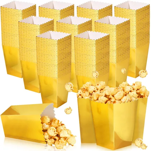 Meanplan Cajas de palomitas de maíz, mini soporte de papel para palomitas de maíz, contenedor de cartón para aperitivos, bolsas desechables para