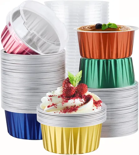 Miniatura 28 de EUSOAR Forros para cupcakes para hornear, 50 forros para magdalenas de 5 onzas, moldes de papel de aluminio desechables, recipientes de postre, 5