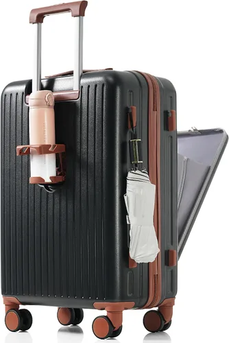 Miniatura 57 de Merax Juego de equipaje rígido ABS expandible de 3 piezas con rueda giratoria Maleta TSA Lock Suit Case, Negro -, Juego de 2 piezas, Equipaje