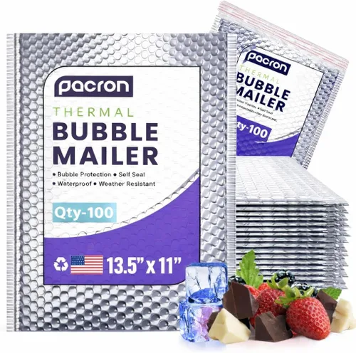Miniatura 16 de Paquete de 100 sobres térmicos aislados de burbujas plateadas de 6.5 x 11 pulgadas, sobres acolchados autosellantes de papel metálico impermeables