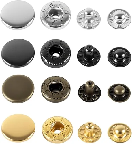 Miniatura 5 de CRAFTMEMORE 50 juegos de botones a presión chapados en oro con resorte S para cierres de bolsa de chaqueta #665 VT2 (0.39 pulgadas)