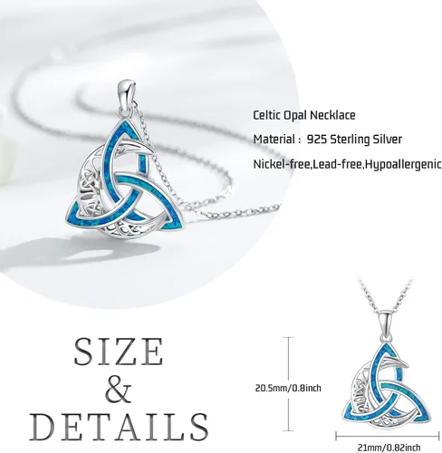 Miniatura 4 de CHENGHONG Collar de luna celta para mujer, plata de ley 925, con nudo celta y piedra lunar, collar irlandés creciente, joyería celta, regalo