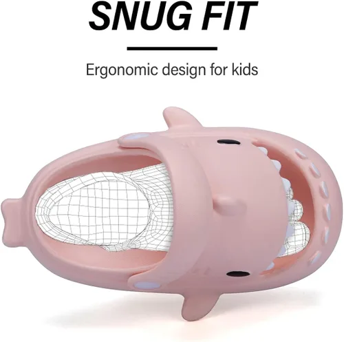 Miniatura 5 de GUUMOR Sandalias de tiburón para niños, pantuflas de tiburón para niños y niñas, sandalias de almohada con suela gruesa, suaves, antideslizantes