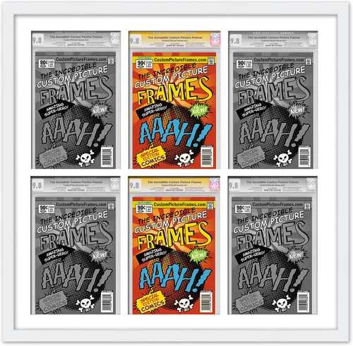 Miniatura 64 de Marco negro para cómics graduados Marco completo de cómics con paspartú de conservación negro y acrílico de grado UV Hecho para exhibir (6)