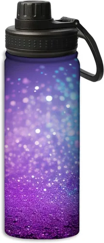 Miniatura 9 de Hermosa botella de agua de acero inoxidable de 18 onzas con patrón circular de mandala dorada, botella de agua deportiva de doble pared aislada al