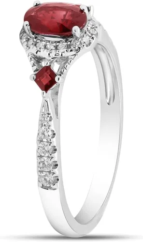Miniatura 3 de Gin & Grace Anillo de rubí genuino Mozambique de oro blanco de 10 quilates con diamantes para mujer Joyas hechas a mano con forma de rubí de origen