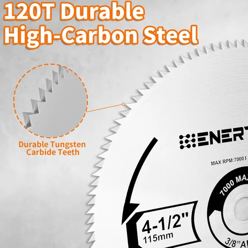Miniatura 3 de ENERTWIST - Juego de 2 hojas de sierra circular de 4 1/2 pulgadas, 120 dientes, con eje de 3/8 pulgadas (9.5 mm) para corte rápido y suave en madera
