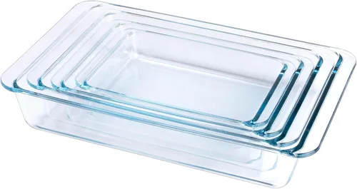 Miniatura 9 de Juego de 8 bandejas de vidrio templado para hornear con tapas sin bisfenol A. Apto para horno, microondas, refrigerador y lavavajillas, 0.8L, 1.5L