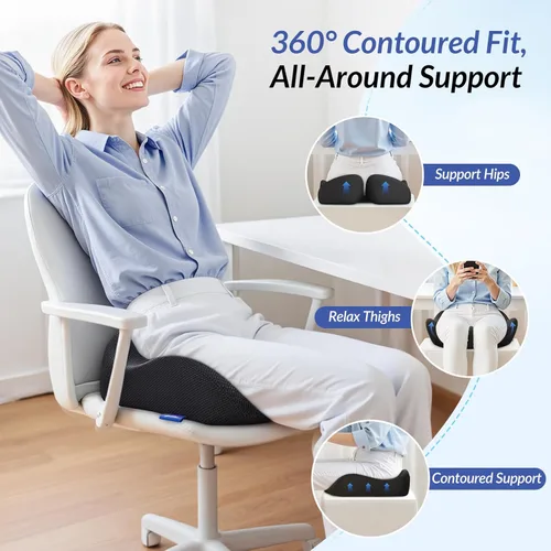Miniatura 4 de ZIKEE Cojín de asiento pionero para aliviar la presión, cojín ergonómico para silla de oficina para ciática, espalda, hemorroides y alivio del dolor