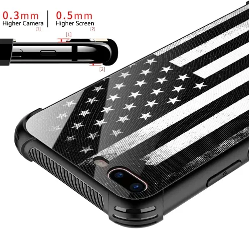 Miniatura 3 de Carcasa para iPhone 8 Plus, 9H de cristal templado para iPhone 7 Plus, para hombres y niños, diseño de patrón fresco a prueba de golpes, Bandera