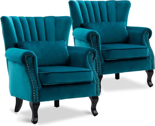 Miniatura 19 de LZAREAL Juego de 2 Sillones de Lectura Accent con Brazos para Sala de Estar, Dormitorio, Sillón de Esquina Cómodo Moderno de Mediados de Siglo, rosa