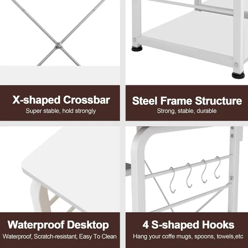 Miniatura 6 de SDHYL Barra de café, soporte para microondas de 35 pulgadas con 4 estantes de almacenamiento, estantes de cocina, estantes organizadores