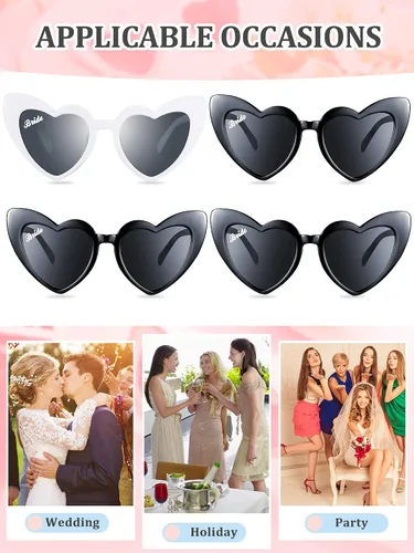Miniatura 5 de Flutesan 12 pares de lentes de sol para despedida de soltera para dama de honor, lentes de sol de corazón para boda y despedida de soltera