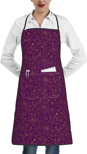 Miniatura 27 de Delantal de cocina para hombres y mujeres, ajustable con bolsillos, delantal de chef