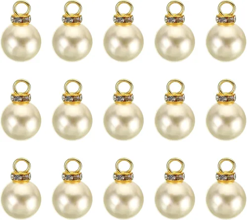 Miniatura 7 de PATIKIL 100 cuentas de perlas de perlas de imitación con diamantes de imitación DIY para hacer joyas, pulseras y aretes Plateado blanco