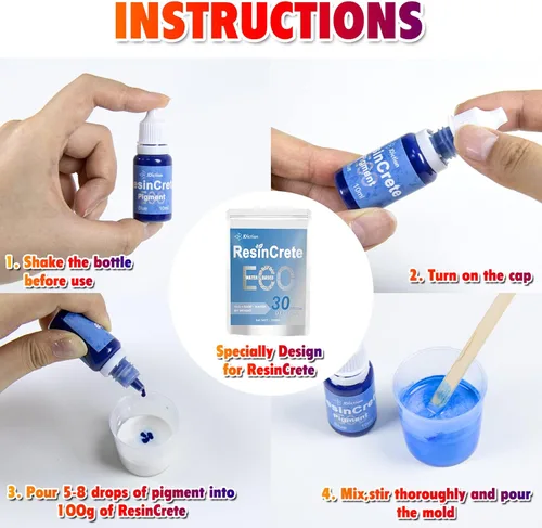 Miniatura 3 de JDiction ResinCrete Pigmento, 10 colores altamente concentrados resinCrete tinte para hacer joyas de bricolaje, color vívido de alta calidad, fácil