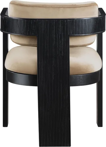 Miniatura 7 de Meridian Furniture 11095Beige-C Sacha Collection Silla de comedor Art Deco, terciopelo beige ultra lujo, terciopelo 460 GSM, madera sólida estriada