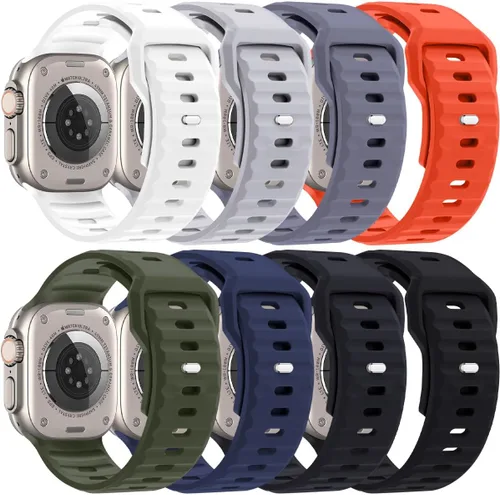Paquete de 6 correas Ocean Band compatibles con Apple Watch Ultra de 49 mm para mujeres y hombres, correa deportiva ajustable de silicona con