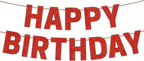 Miniatura 13 de Pancarta de feliz cumpleaños preencordada - Sin bricolaje - Pancarta de fiesta de cumpleaños con purpurina negra - Guirnalda preencordada en 8 pies