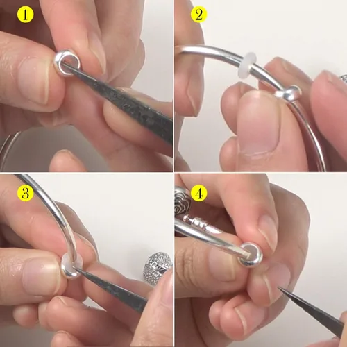 Miniatura 2 de DALARAN Cuentas de tapón para pulseras de plata de ley 925 con clip espaciador para pulseras, Esmalte