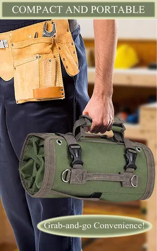 Miniatura 7 de Bolsa Organizadora de Herramientas, Bolsa Organizadora Enrollable Plegable con 2 Bolsas Desmontables, Organización de Almacenamiento de Herramientas