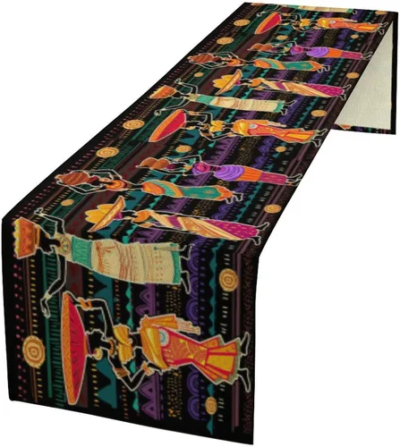 Camino de mesa tribal africano, decoración de camino de mesa para mujer, decoración para comedor, cocina, hogar, patrón vintage, decoración para