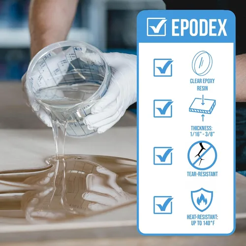 Miniatura 5 de EPODEX Kit de resina epoxi para revestimiento y sellado, resina epoxi transparente para revestimientos, reparaciones y manualidades con acabado