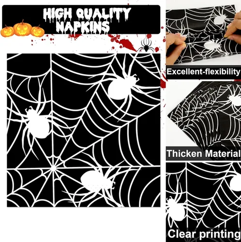 Miniatura 3 de 50 Invitados Platos y Servilletas de Telaraña de Halloween Suministros para Fiestas Decoraciones de Fiesta de Telaraña Vajilla Desechable Negra