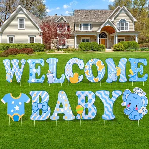 Letrero de jardín con estacas para baby shower, de 12 pulgadas, con diseño de «It's A Boy» para jardín, revelación de género, decoración al aire