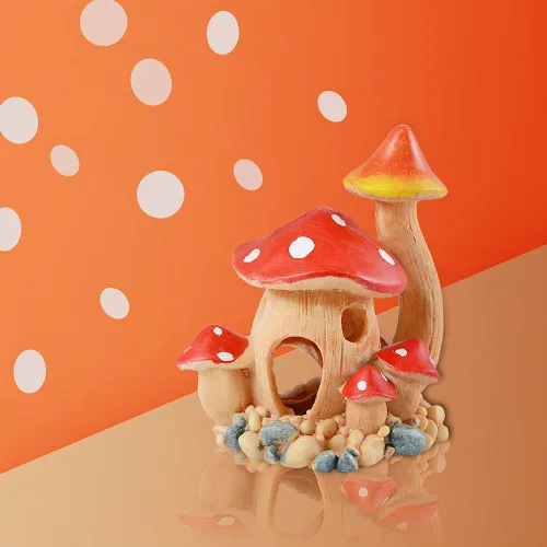 Miniatura 6 de Bonita decoración de casa de hongos para acuario, adorno de pecera, cuevas de Pleco para escondite de peces pequeños y decoraciones de jardín