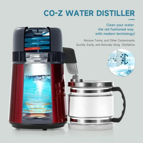 Miniatura 2 de CO-Z Destilador de Agua, Máquina de Destilación de Agua Pura de Acero Inoxidable para Encimera de Mesa, Escritorio, Máquina de Fabricación de Agua
