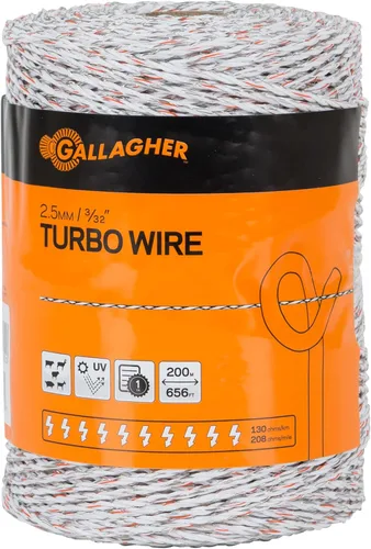 Gallagher Alambre turbo eléctrico para valla | 9 hilos de metal mixtos para 40 veces más conductividad y potencia extrema | Ideal para vallas