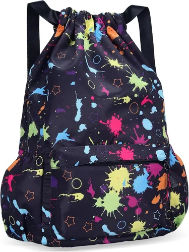 Miniatura 13 de Mochila con cordón para mujer, bolsa de gimnasio con cordón, resistente al agua, pequeña bolsa de cincha