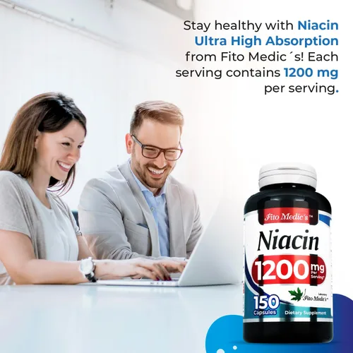Miniatura 4 de FITO MEDIC'S Suplemento de niacina de laboratorio, vitamina B3, 150 cápsulas