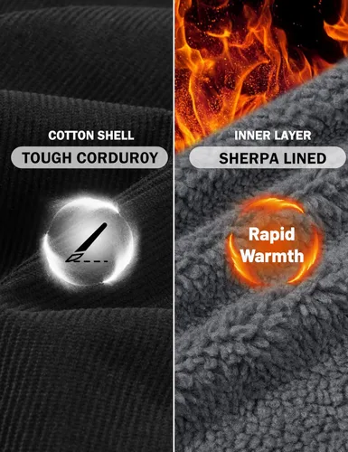 Miniatura 5 de MAGCOMSEN Chaqueta de pana para hombre, forrada con sherpa, cálida, gruesa, de camionero, con 5 bolsillos, para invierno