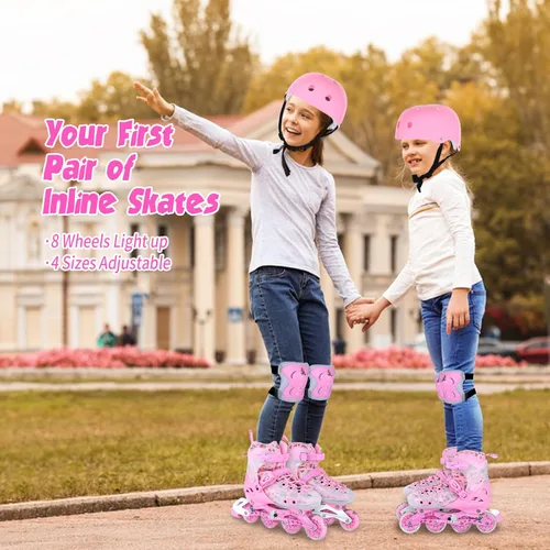 Miniatura 5 de Inline Skates, Adjustable Childrens Inline Skates with Light up Wheels for Girls, Boys, Teens, Beginner with Protective Gears and Carry Bag