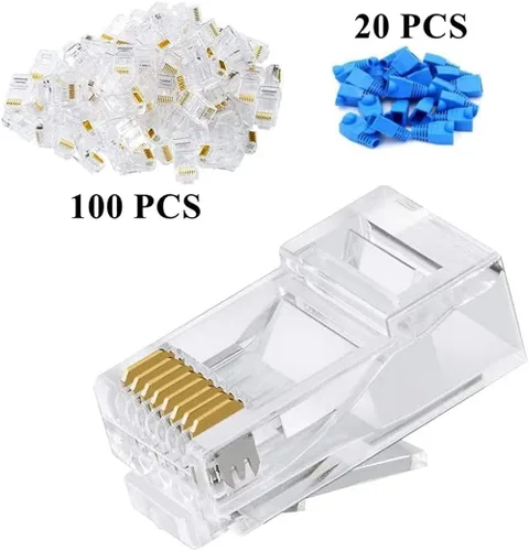 Miniatura 6 de Gaobige Kit de herramientas de crimpado rj45, herramienta de crimpado Cat5 Cat5e con 100 conectores RJ45 Cat5, 20 cubiertas de conector RJ45 Cat5e