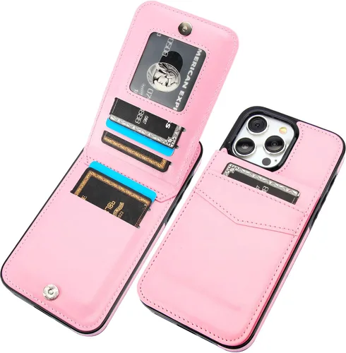 Miniatura 15 de KIHUWEY Compatible con iPhone 15 Pro Max Funda Cartera con soporte para tarjeta de crédito, con tapa de cuero premium, cierre magnético, función