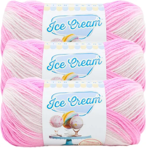 Miniatura 61 de Lion Brand Yarn, Hilo para Bebé Ice Cream para tejer, ganchillo y manualidades, Baseball Nut, 1 paquete, fibra acrílica colorida de peso DK