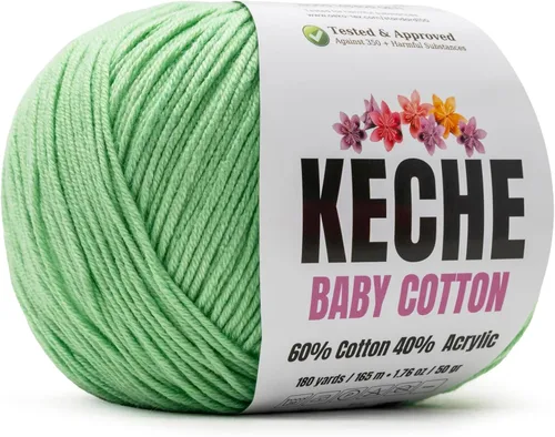 Miniatura 71 de Keche Hilo de algodón, 60% algodón, 40% hilo acrílico, hilo de algodón suave para crochet y tejer, hilo amigurumi, 1 madeja/bola, 1.76 onzas (50g)
