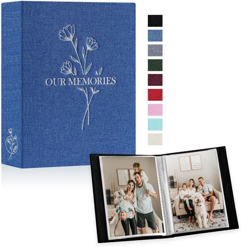 Miniatura 37 de Lanpn Álbumes de fotos pequeños de 4 x 6 pulgadas, 50 imágenes, paquete de 2 unidades, mini capacidad de lino Our Memories, juego de bolsillos