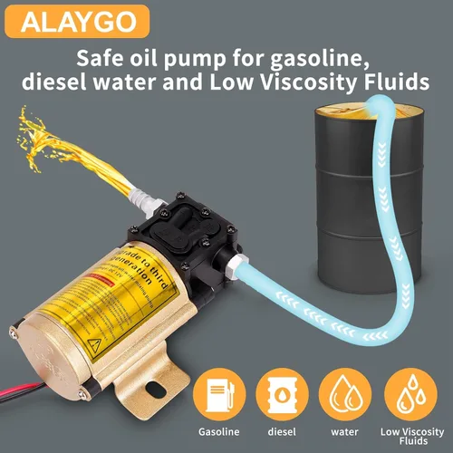 Miniatura 4 de Kit de bomba de transferencia de combustible de gasolina de 12 V, transfiere hasta 125 galones de gasolina, diésel o agua por hora, ideal