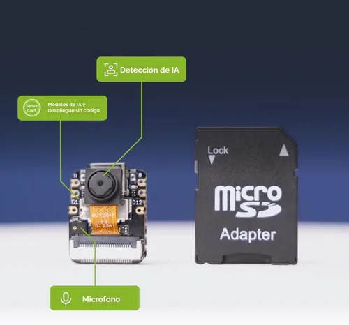 Miniatura 2 de Seeed Studio XIAO ESP32 S3 Sense - Wi-Fi de 2.4 GHz, BLE 5.0, sensor de cámara OV2640, micrófono digital, PSRAM de 8 MB, flash de 8 MB, carga